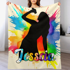 Customized Ink Splash Silhouette Blanket – Personalized Name - Gift for Ink Art Lovers