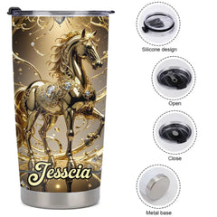 Customized Loving Horse Thermos Cup - Personalized Name - Gift For Horse Lovers