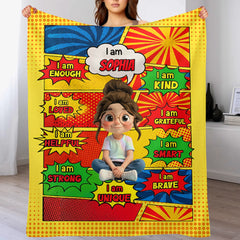 Empowering Comic Style Blast Themed Customized Blanket - Personalized Characters and Name - Gift for Kids, Baby