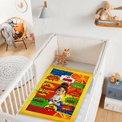 Empowering Comic Style Blast Themed Customized Blanket - Personalized Characters and Name - Gift for Kids, Baby