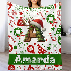 Christmas Customized Blanket - Personalized Initial and Name - Exquisite Christmas Gift