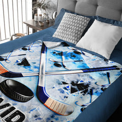 Customized Ice Hockey Themed Blanket - Personalized Name - Gift For Ice Hockey Lovers, Players