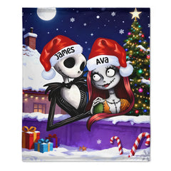 Ghost Couple Customized Blanket - Personalized Names Flannel Blanket - Gift for Couple, Him/Her