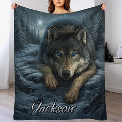 Customized Wolf Mission Blanket - Personalized Name - Gift For Wolf Lovers