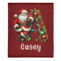 Custom Christmas Santa Alphabet Blanket – Personalized Holiday Initial Throw – Gift for Kids & Families