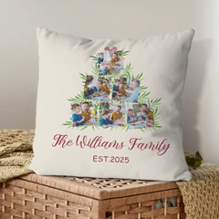 🎄Customized Christmas Tree Photo Throw Pillow - Personalized 6 Photos - Gift for Family
