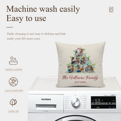 🎄Customized Christmas Tree Photo Throw Pillow - Personalized 6 Photos - Gift for Family