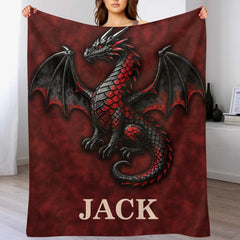 🐲Customized Dragon Themed Blanket - Personalized Name - Gift For Dragon Lovers
