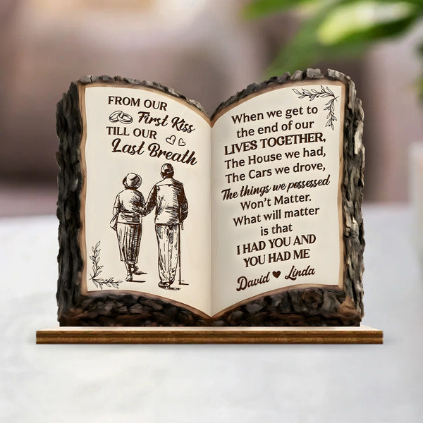 From Our First Kiss To Our Last Breath Love – Personalized Name Wooden Plaque - Gift For Couples 商品缩略图
