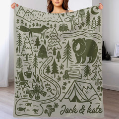 ⛺️Customized Camping Blanket - Personalized Names - Adventure Couple Keepsake