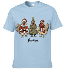 Christmas Chicken Highland Cow Raccoons Customized Clothing - Personalized Name - Christmas Gift For Families, Friends