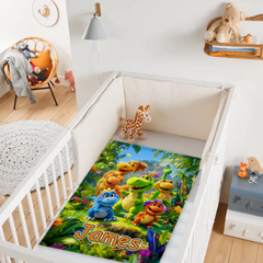Custom Cute Dinosaur Blanket – Personalized Dino Family Throw – Gift for Kids
