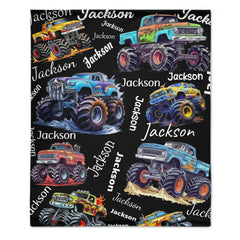 Personalized Monster Truck Blanket with Custom Name