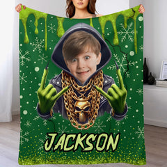 Customized Photo Christmas Blanket - Personalized Photo and Name - Christmas Gift For Kids, Friends