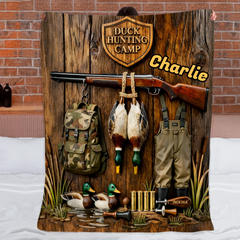 Duck Hunting Season Customized Blanket - Personalized Name - Gift For Hunting Lovers