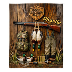 Duck Hunting Season Customized Blanket - Personalized Name - Gift For Hunting Lovers