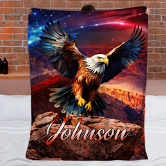 Customized Bald Eagle Freedom & Strength Art Blanket – Personalized Name - Gift For Him, Eagle Lovers