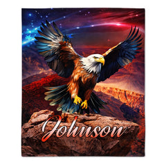 Customized Bald Eagle Freedom & Strength Art Blanket – Personalized Name - Gift For Him, Eagle Lovers