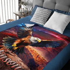 Customized Bald Eagle Freedom & Strength Art Blanket – Personalized Name - Gift For Him, Eagle Lovers