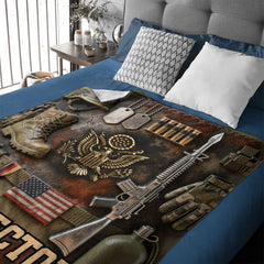 Semper Fidelis –  Personalized Name Veteran Accent Blanket - Gift For Veterans, Soldiers