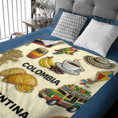 Proud Colombian Customized Blanket - Personalized Name - Gift For Expats, Friends