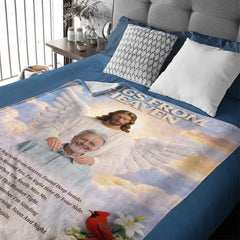 Hugs From Heaven Custom Blanket – Personalized Photo And Photo – Memorial Gift For Family, Friends, Yourself