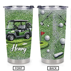 Eat Sleep Golf Repeat Customized Thermos Cup - Personalized Name - Gifts For Golf Lovers
