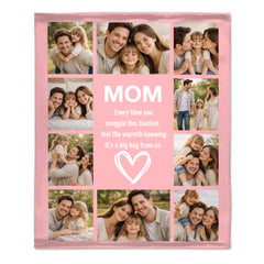 Customized Family Photos Flower Heart Soft Throw Blanket – Personalized Photos And Nickname – Home Decor Gift For Family