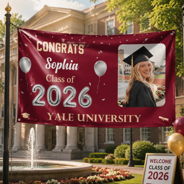 Congrats Proud Graduation Of The Class Customized Flag - Personalized Name, School Name, Photo Flag - Gift for Graduates 商品缩略图