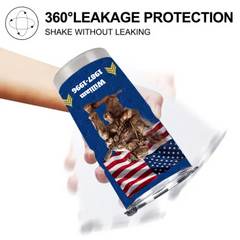 Proud Veteran Customized Thermos Cup - Personalized Department, Grade, Time, Name - Memento Gift