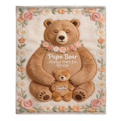 Customized Mama Papa Bear Blanket - Personalized Name - Gift For Moms, Dads