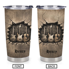 Customized Guitar Thermos Cup - Personalized Name - Gift For Music Lovers, Guitar Players