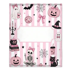 Personalized Pink Halloween Blanket For Girls - Custom Name Trick Or Treat Cozy - Gift For Teen Girls