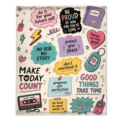 Inspirational Fleece Blanket - College Dorm Decor, Be Proud of How Far You've Come- Motivational Gift for Daughter from Mom