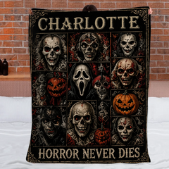 Personalized Halloween Horror Blanket - Custom Name Spooky Gothic Throw Blanket - Gift For Horror Lovers