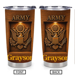 Personalized Proud Veteran Thermos Cup- Custom Name Military Honor Cup - Gift For Veterans