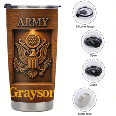 Personalized Proud Veteran Thermos Cup- Custom Name Military Honor Cup - Gift For Veterans