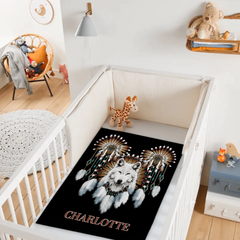 Western Tribe Wolf Blanket - Animal Print Cozy Throw Blanket - Gift For Wolf Lovers