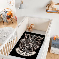 Personalized Viking Warrior Blanket - Custom Name Norse Shield & Axe Blanket - Gift For Viking Lovers