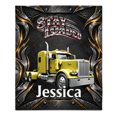 Personalized Trucker Throw Blanket - Custom Name Stay Loaded Semi Truck Blanket - Gift For Truck Drivers