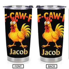 Funny Rooster Thermos Cup - F-CAW-F Chicken Insulated Cup - Humorous Gift For Chicken Lovers