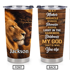 Jesus & Lion of Judah Thermos Cup - Christian Faith & Cross Insulated Cup - Meaningful Gift For Christians