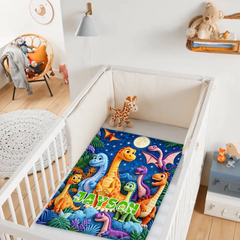 Cute Dinosaur Plush Throw Blanket – Cartoon Night Sky Dino Soft Fleece Blanket – Gift For Boys Kids Bedroom Decor