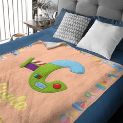 Personalized Kids Alphabet Blanket - Custom Name & Choice of Letter Designs - Cute Baby Toys Theme Blanket - Birthday & Baby Shower Gift for Boys and Girls