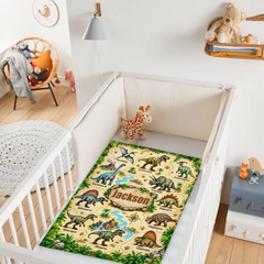 Personalized Dinosaur Adventure Blanket – Custom Name Prehistoric Dinosaur & Jurassic Jungle Blanket – Educational Birthday Gift For Kids & Dinosaur Lovers