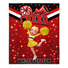 Personalized Cheerleader Blanket – Custom Name & Team Name Glitter Cheerleading Blanket – Birthday & Christmas Gift For Cheerleaders, Daughters & Granddaughters